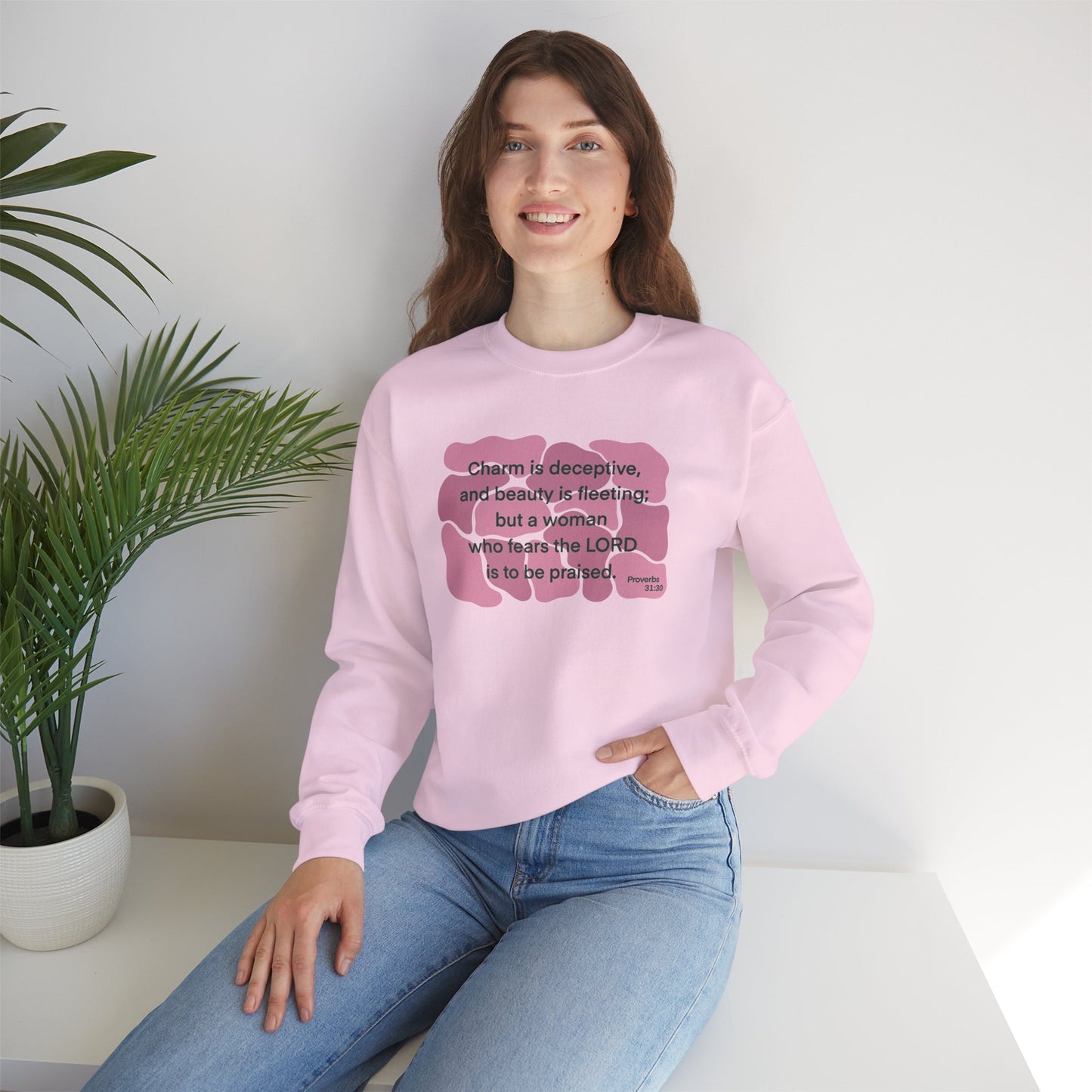 Proverbs 31:30 - Dark Pink Crewneck Sweatshirt