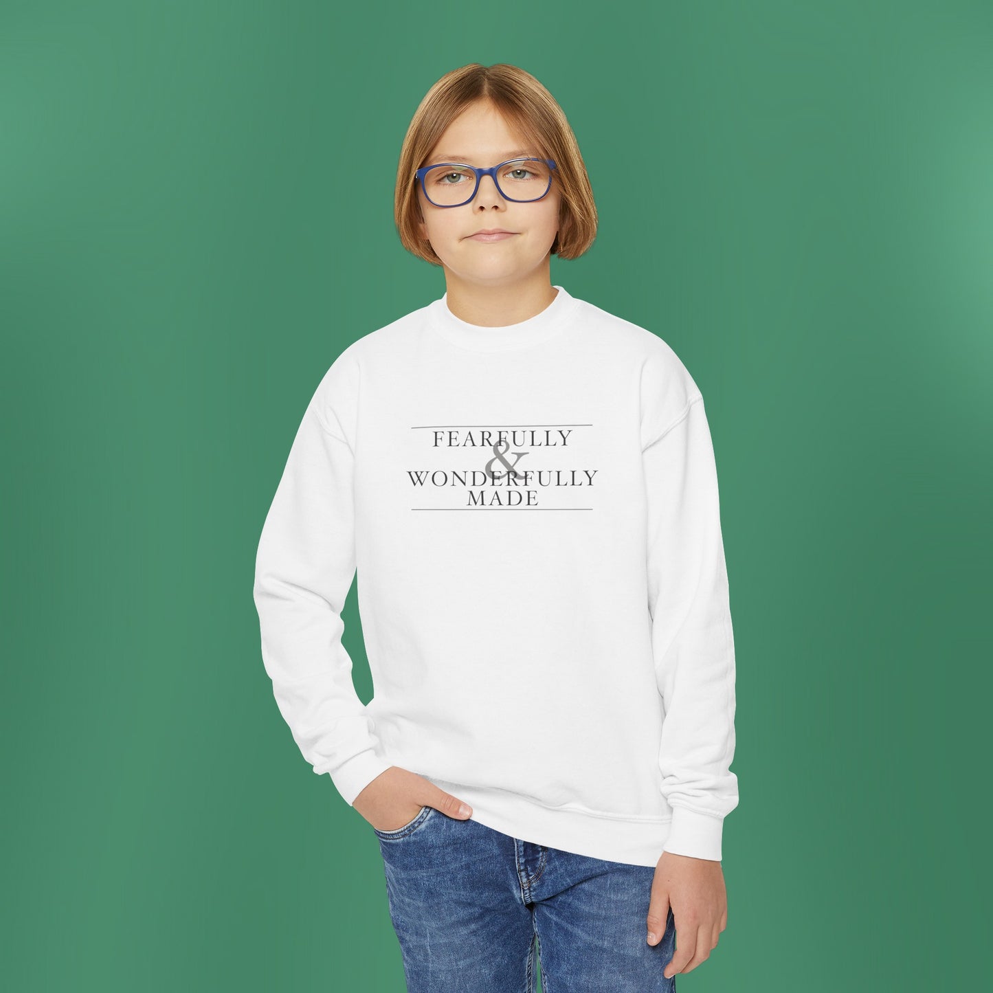 Fearfully and Wonderfully Made - Light Grayscale Children's Crewneck Sweatshirt