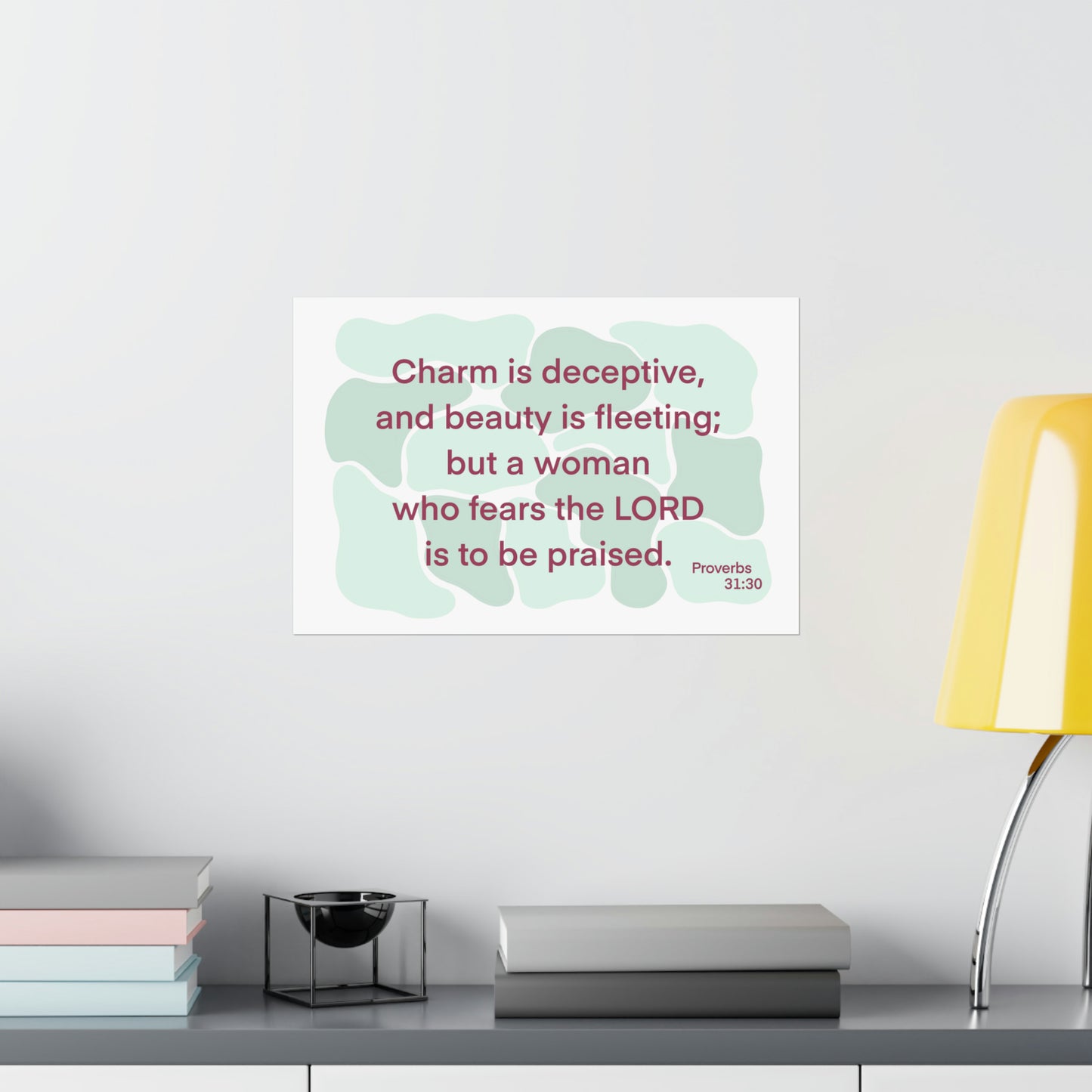 Proverbs 31:30 - Green Matte Horizontal Poster