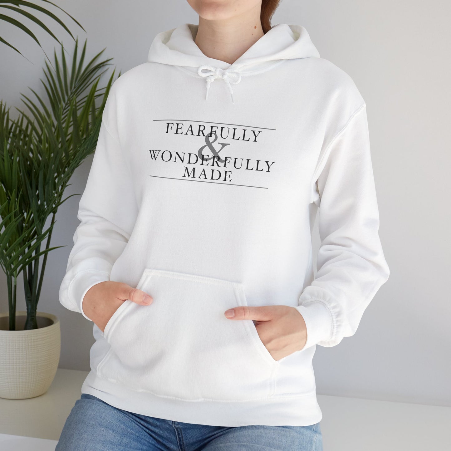 Fearfully and Wonderfully Made - Light Grayscale Hooded Sweatshirt