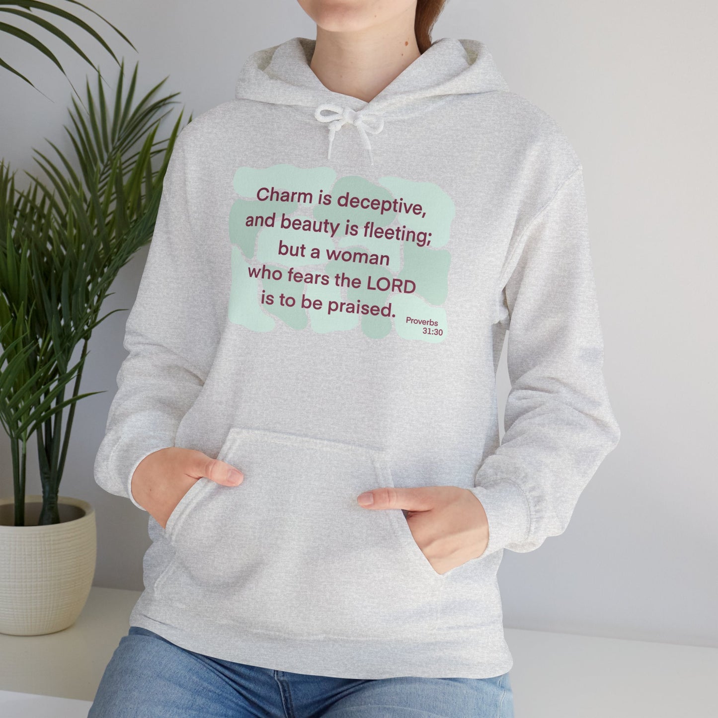 Proverbs 31:30 - Light Green Hooded Sweatshirt