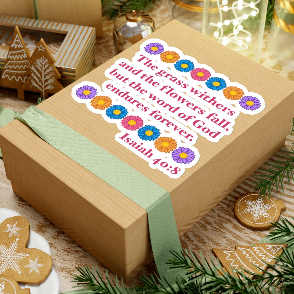 Isaiah 40:8 - Multi Daisy Kiss-Cut Sticker