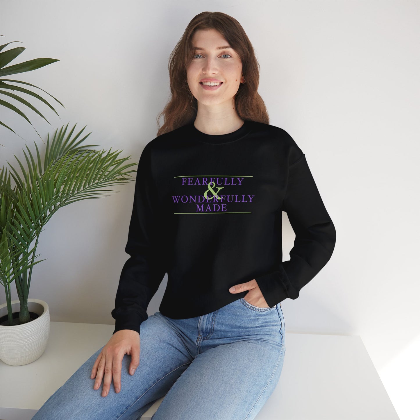 Fearfully and Wonderfully Made - Purple Women's Crewneck Sweatshirt