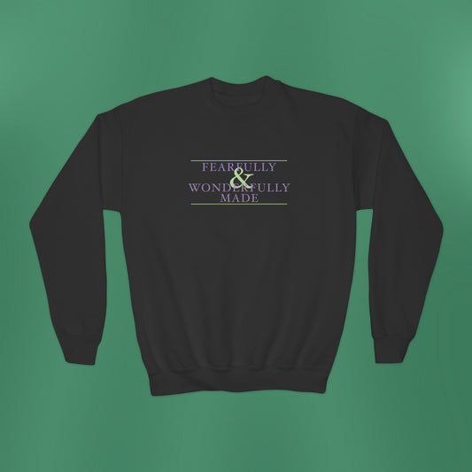 Fearfully and Wonderfully Made - Purple Girl's Crewneck Sweatshirt