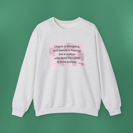 Proverbs 31:30 - Light Pink Crewneck Sweatshirt