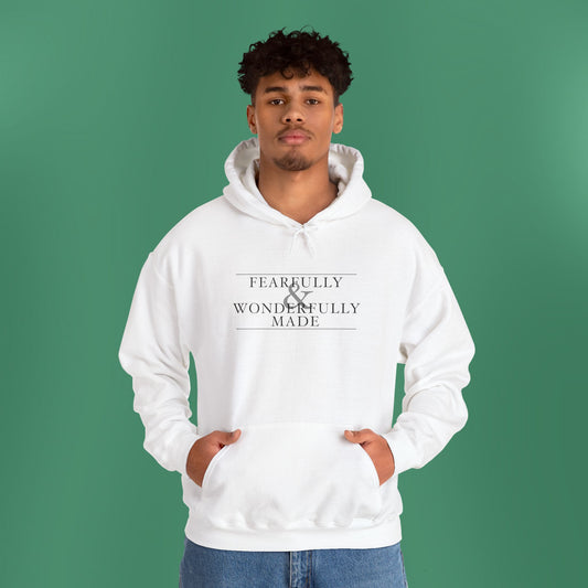 Fearfully and Wonderfully Made - Light Grayscale Hooded Sweatshirt
