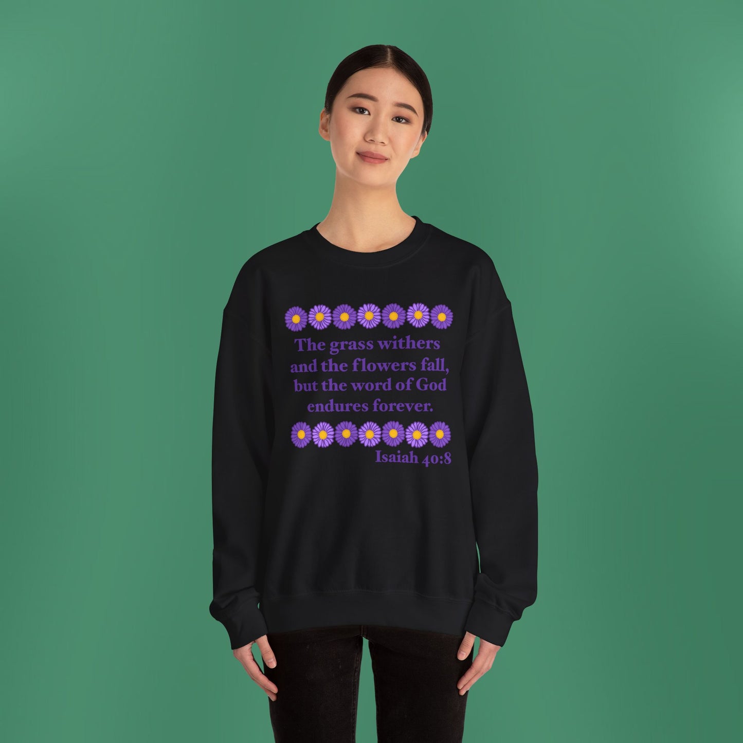 Isaiah 40:8 - Purple Daisy Women's Crewneck Sweatshirt
