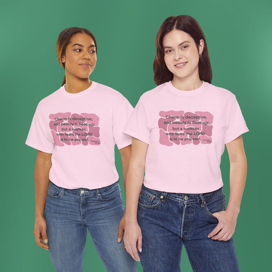 Proverbs 31:30 - Dark Pink Cotton T-Shirt