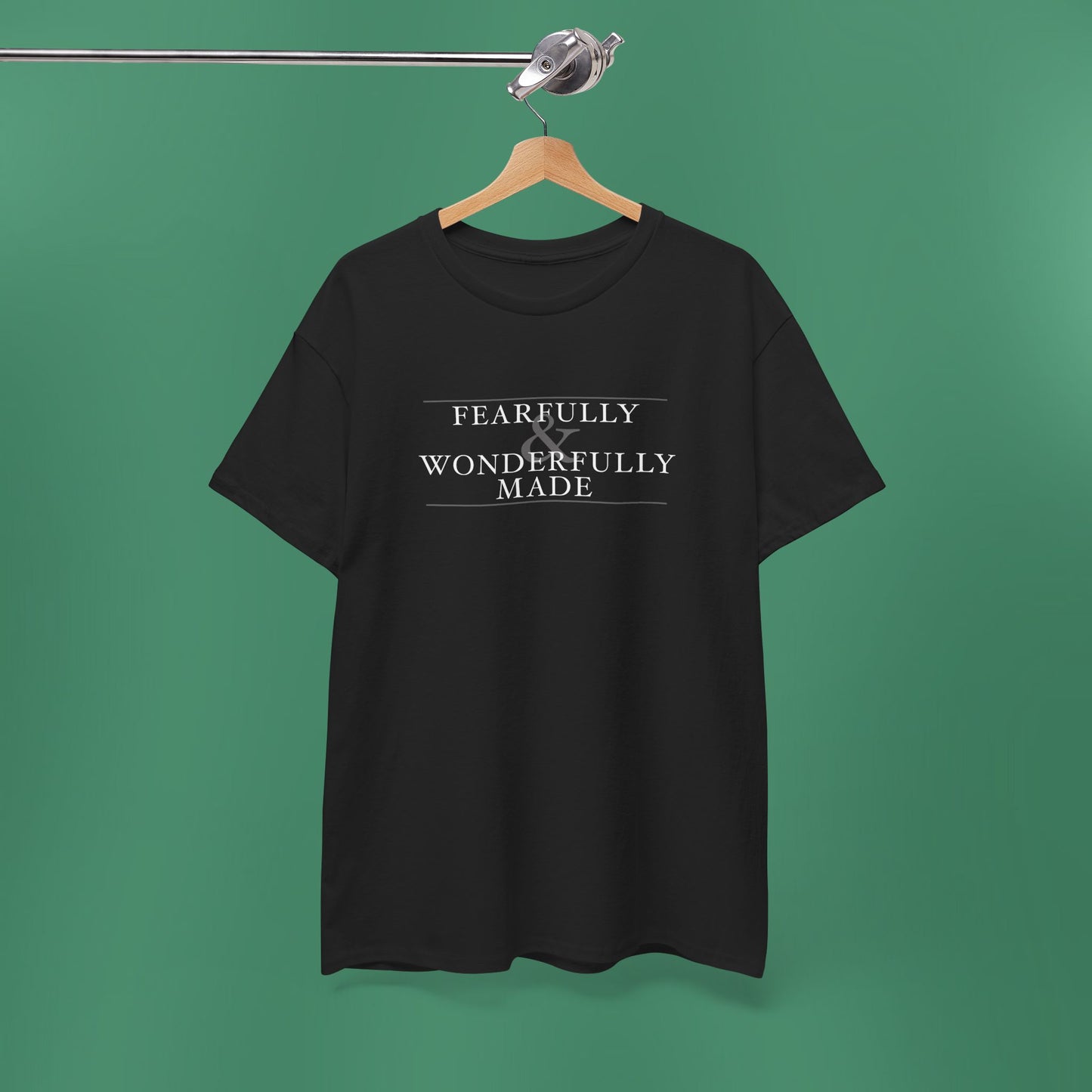 Fearfully and Wonderfully Made - Dark Grayscale Cotton T-Shirt