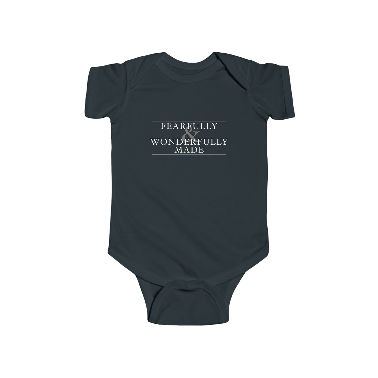 Fearfully and Wonderfully Made - Dark Grayscale Baby Onesie