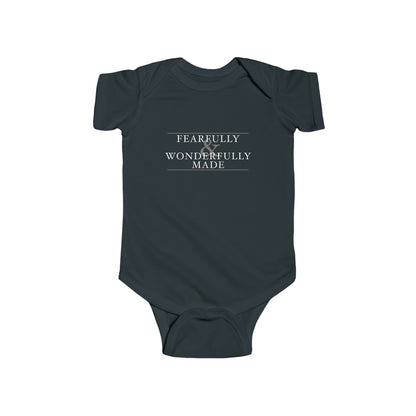 Fearfully and Wonderfully Made - Dark Grayscale Baby Onesie