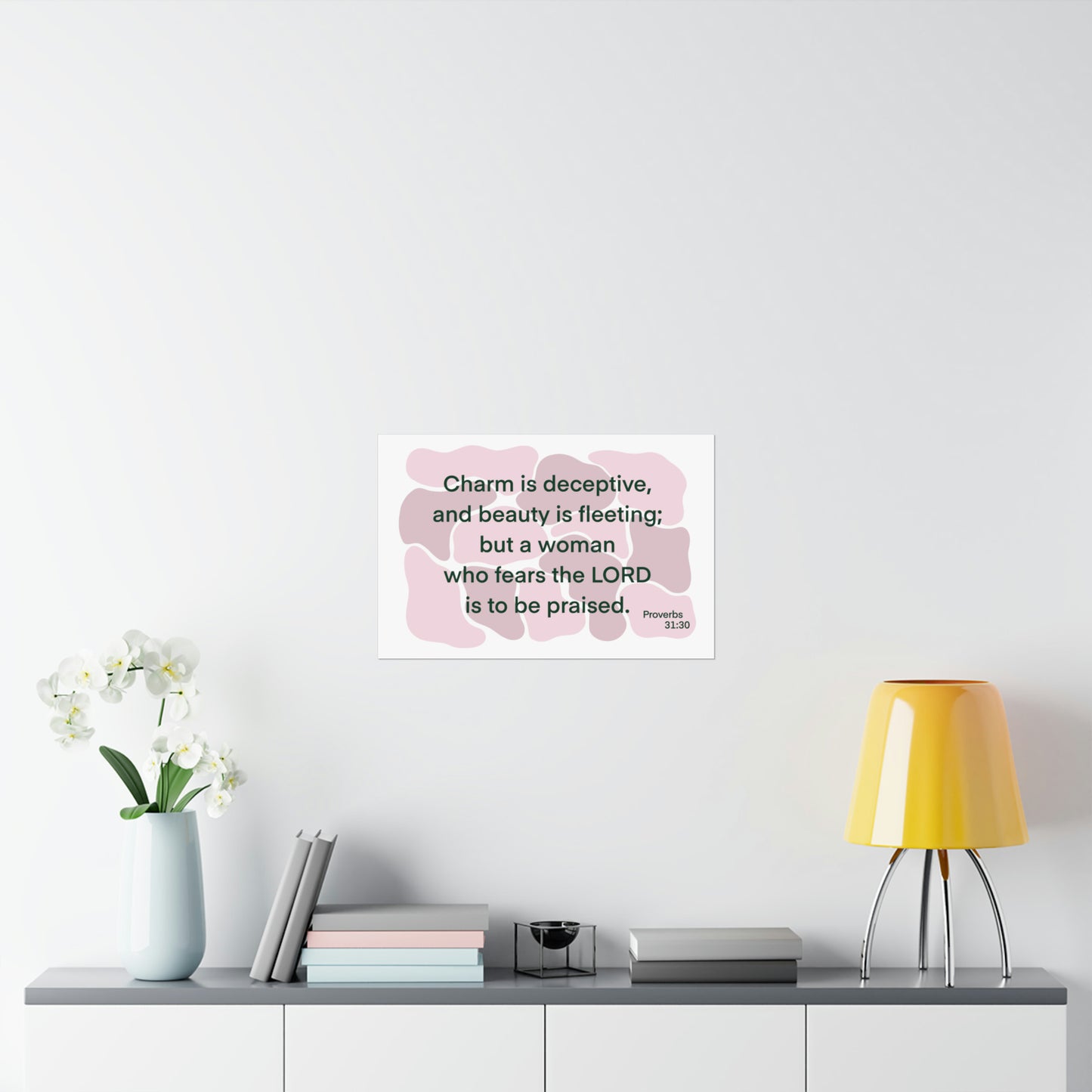 Proverbs 31:30 - Pink Matte Horizontal Poster