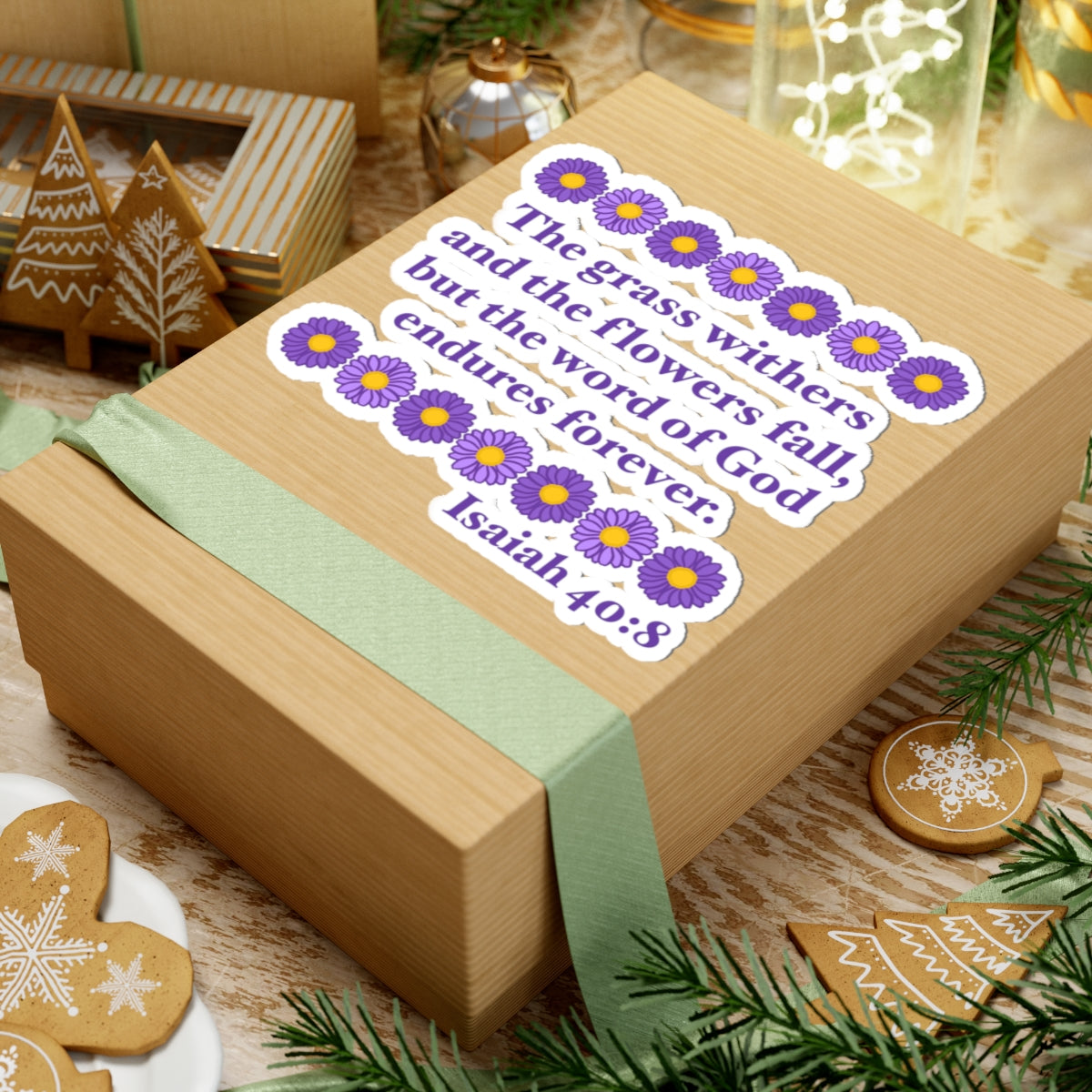 Isaiah 40:8 - Purple Daisy Kiss-Cut Sticker