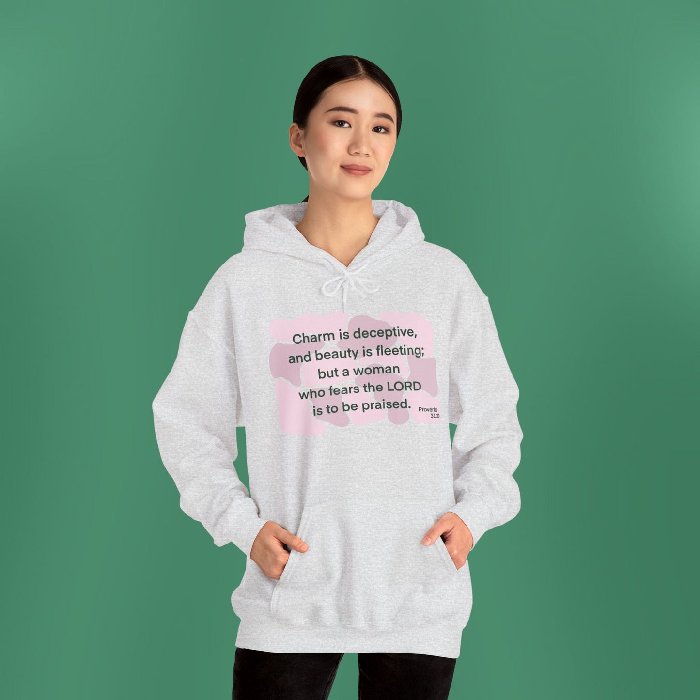 Proverbs 31:30 - Light Pink Hooded Sweatshirt