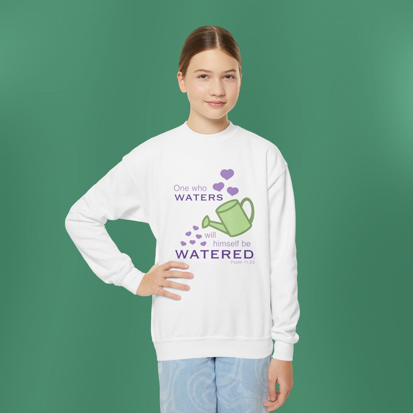 Psalm 11:25 - Purple Girl's Crewneck Sweatshirt