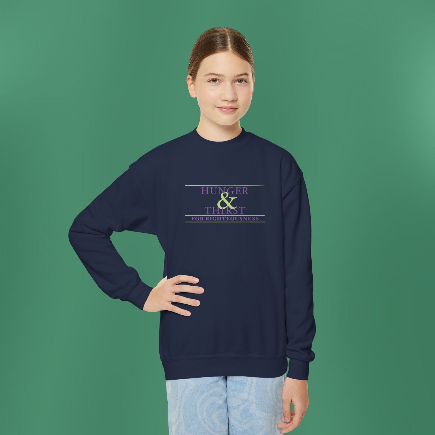 Hunger and Thirst - Purple Girl's Crewneck Sweatshirt