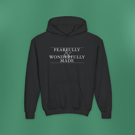 Fearfully and Wonderfully Made - Dark Grayscale Children's Hooded Sweatshirt