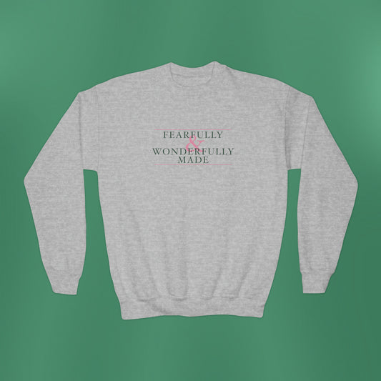 Fearfully and Wonderfully Made - Green Girl's Crewneck Sweatshirt