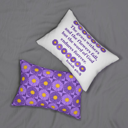 Isaiah 40:8 - Purple Daisy Throw Pillow