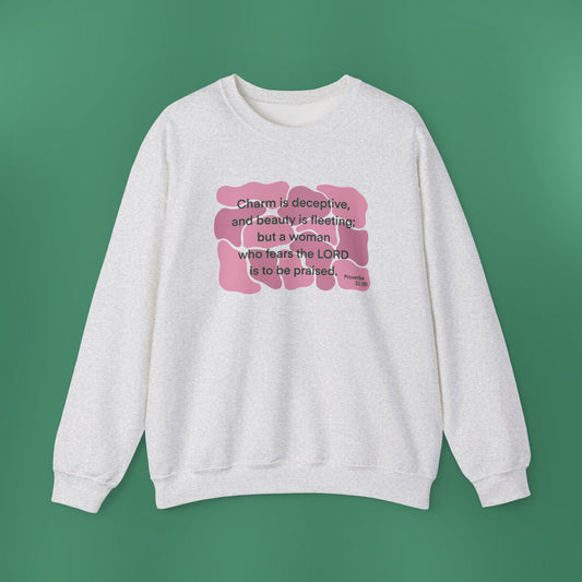 Proverbs 31:30 - Dark Pink Crewneck Sweatshirt