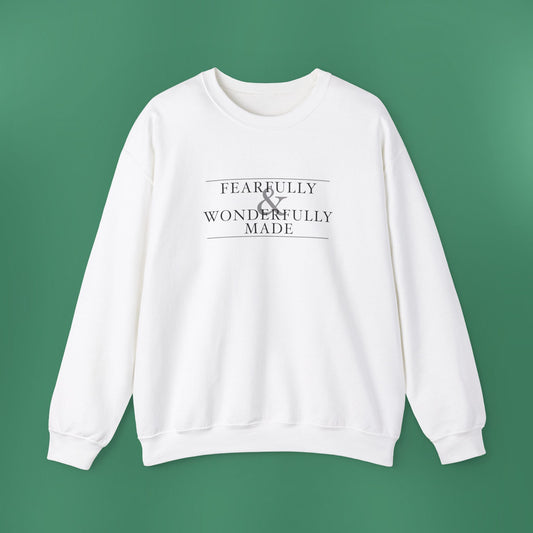 Fearfully and Wonderfully Made - Light Grayscale Crewneck Sweatshirt