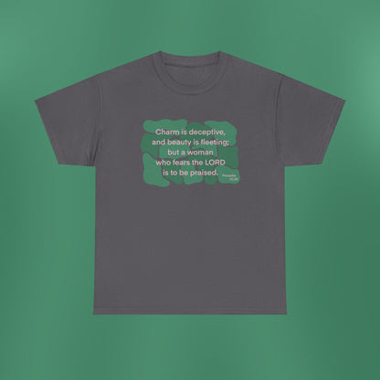 Proverbs 31:30 - Dark Green Cotton T-Shirt