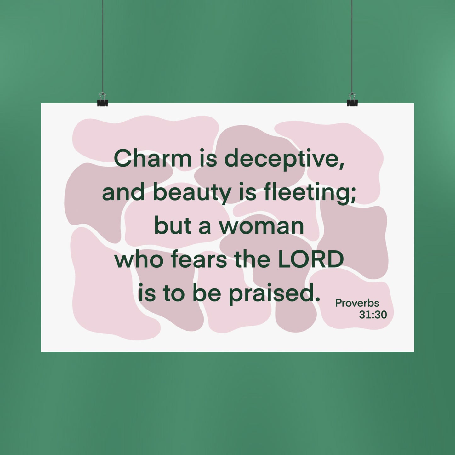Proverbs 31:30 - Pink Matte Horizontal Poster
