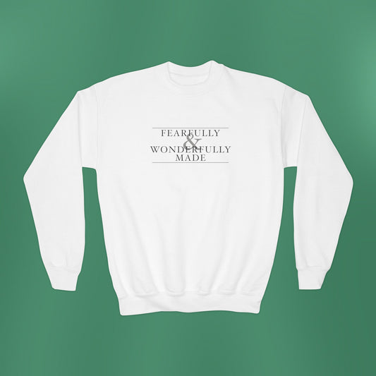 Fearfully and Wonderfully Made - Light Grayscale Children's Crewneck Sweatshirt