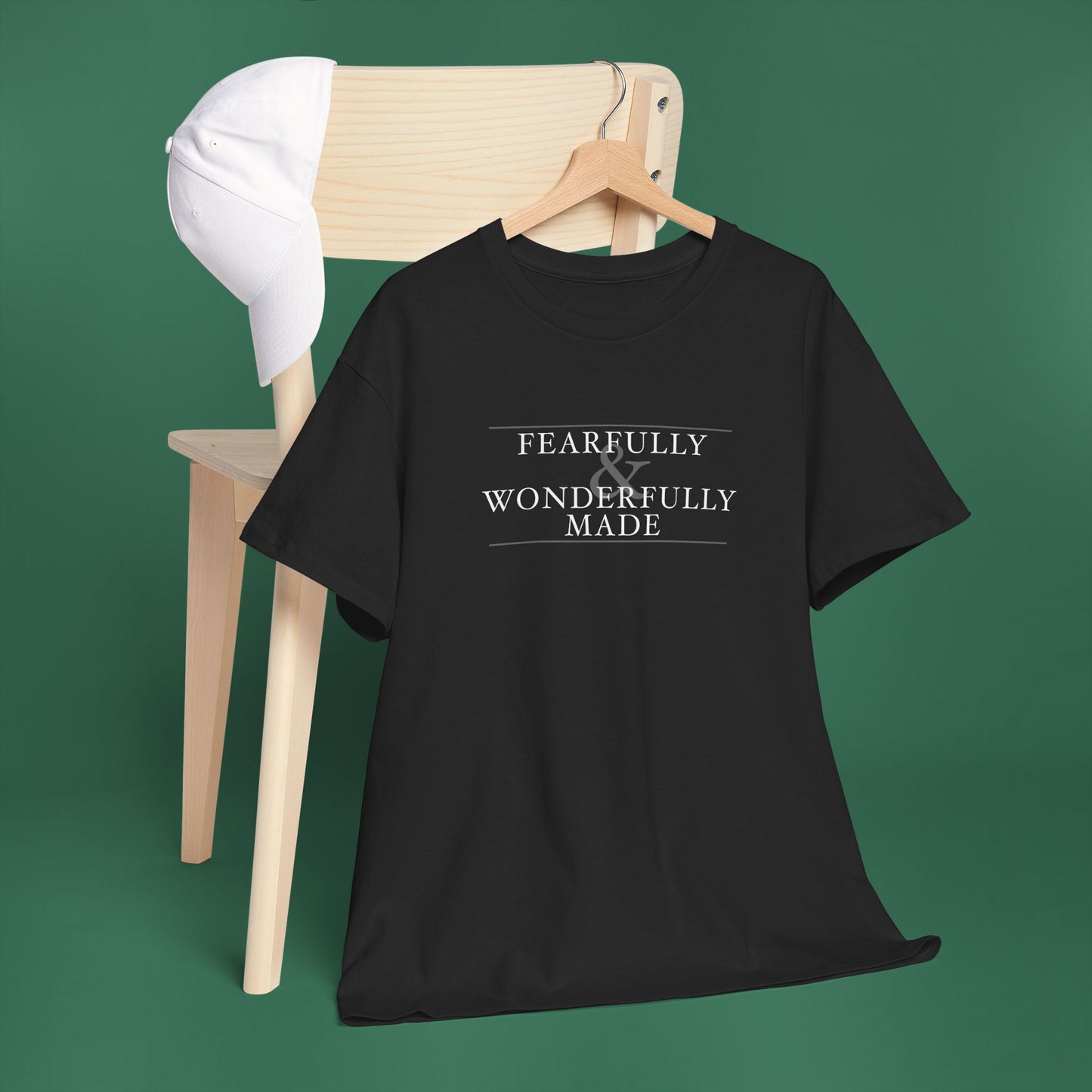 Fearfully and Wonderfully Made - Dark Grayscale Cotton T-Shirt