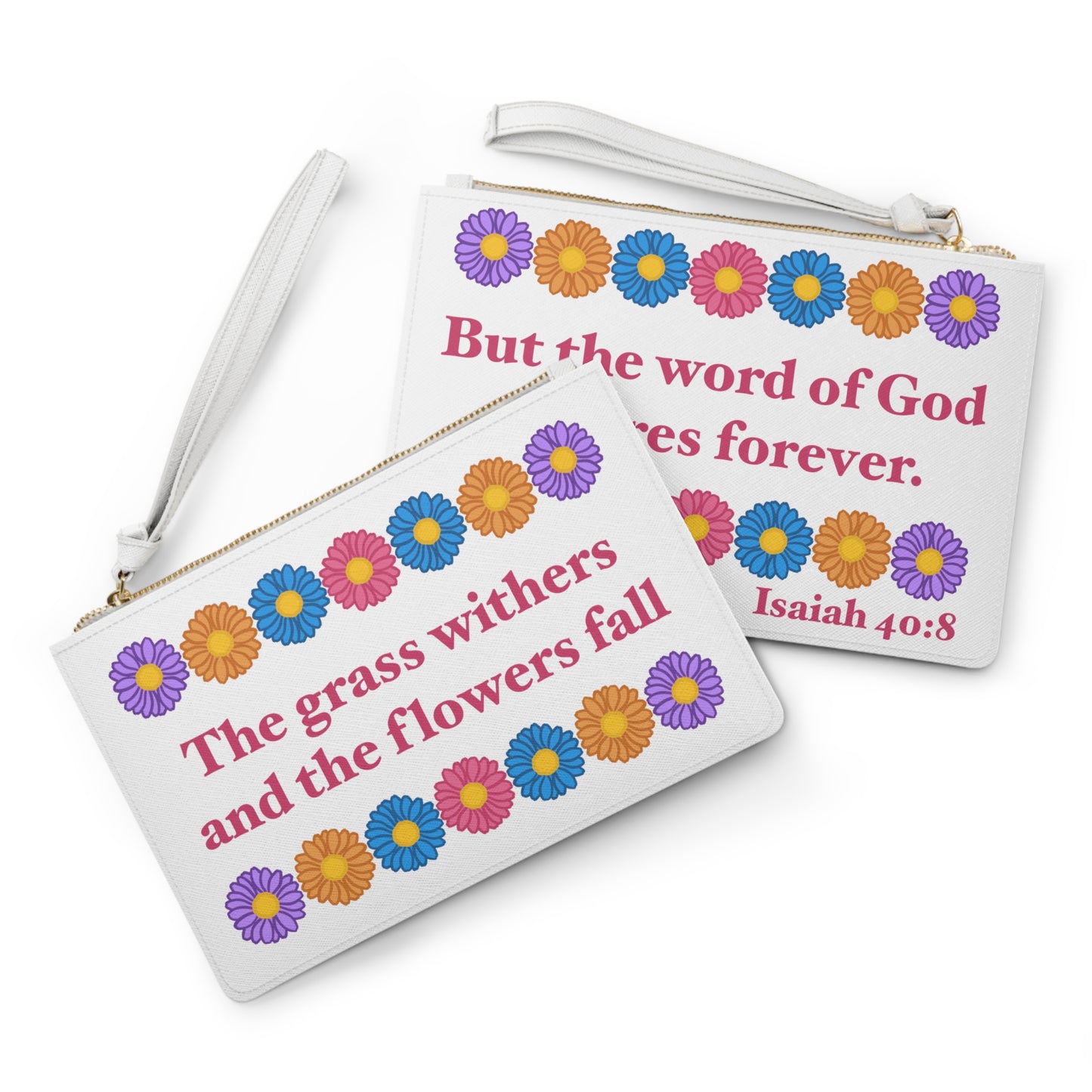 Isaiah 40:8 - Multi Daisy Clutch Bag