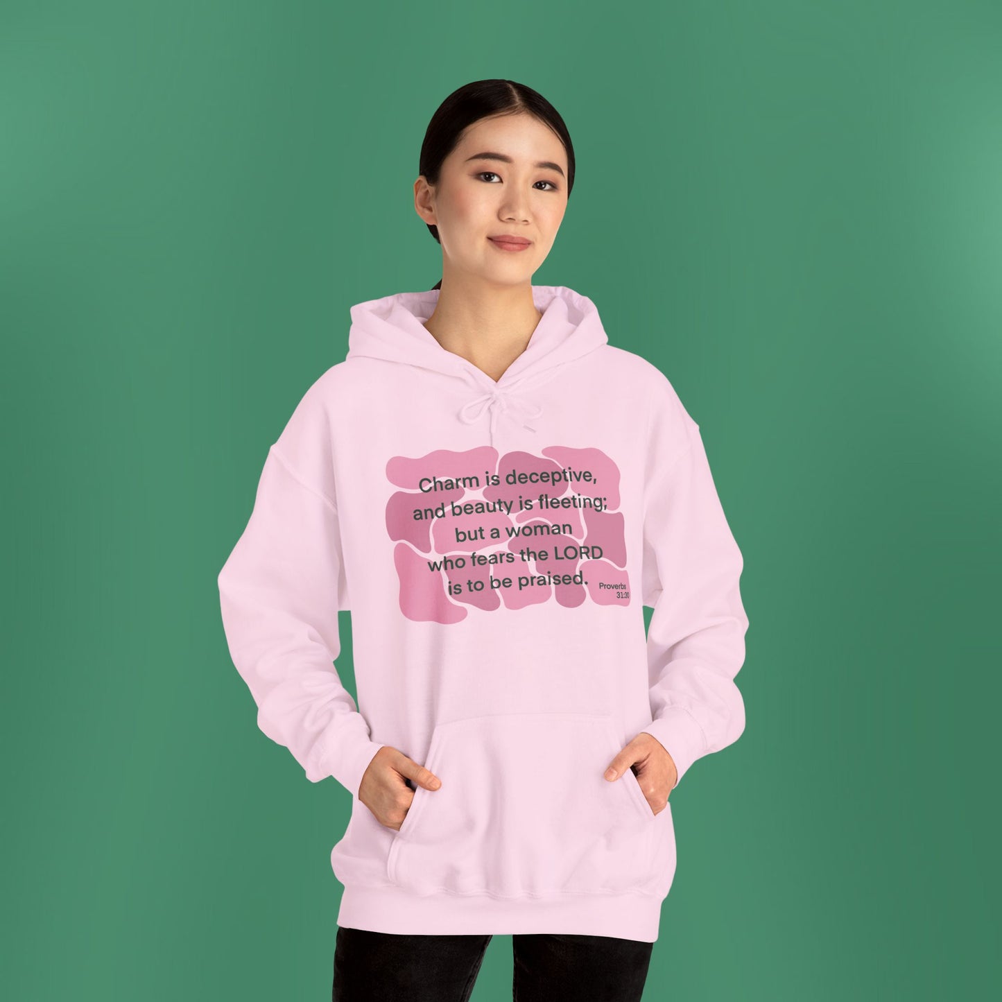 Proverbs 31:30 - Dark Pink Hooded Sweatshirt
