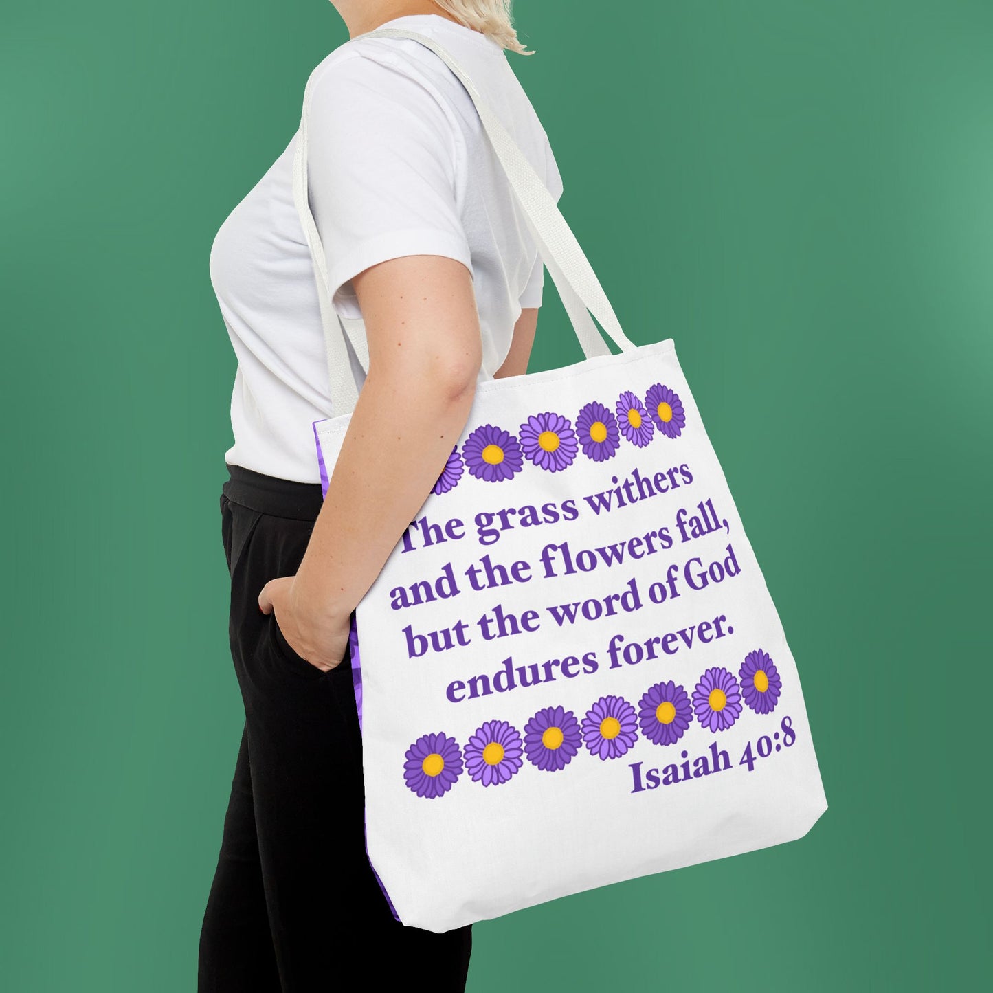 Isaiah 40:8 - Purple Daisy Tote Bag