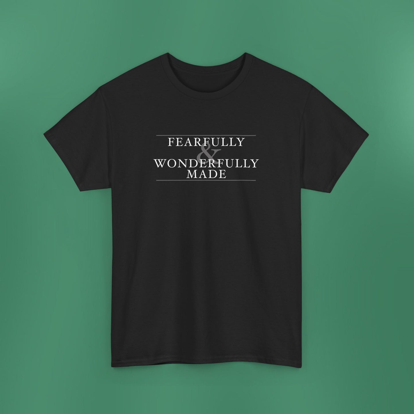 Fearfully and Wonderfully Made - Dark Grayscale Cotton T-Shirt
