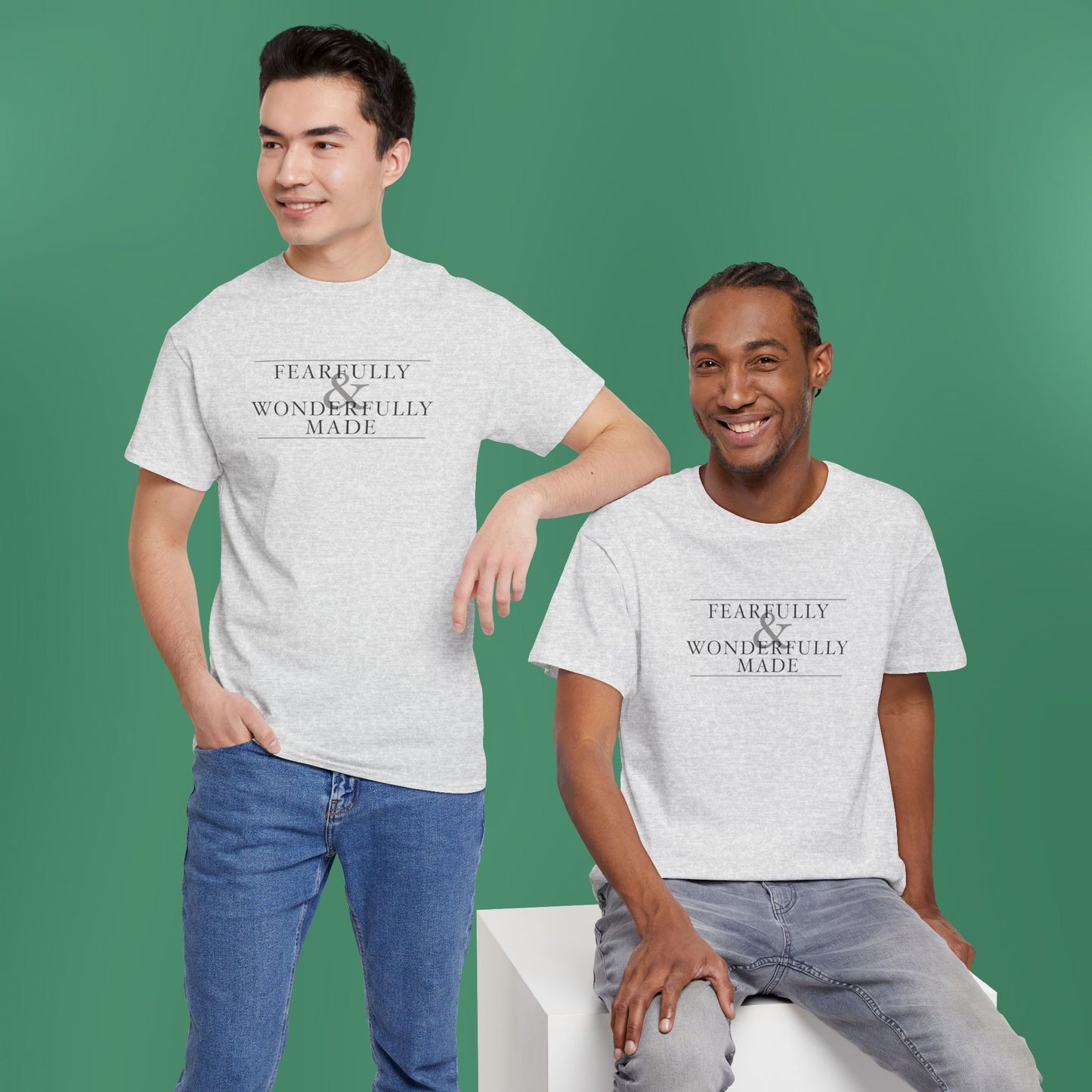 Fearfully and Wonderfully Made - Light Grayscale Cotton T-Shirt