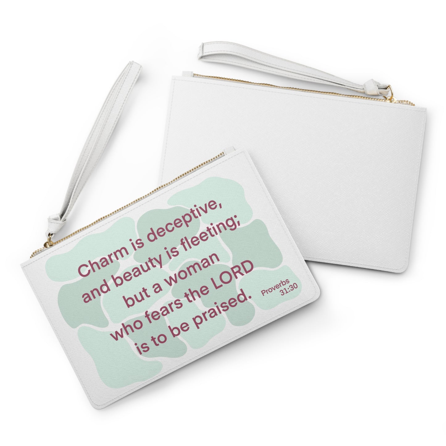 Proverbs 31:30 - Green Clutch Bag