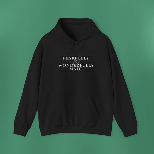 Fearfully and Wonderfully Made - Dark Grayscale Hooded Sweatshirt
