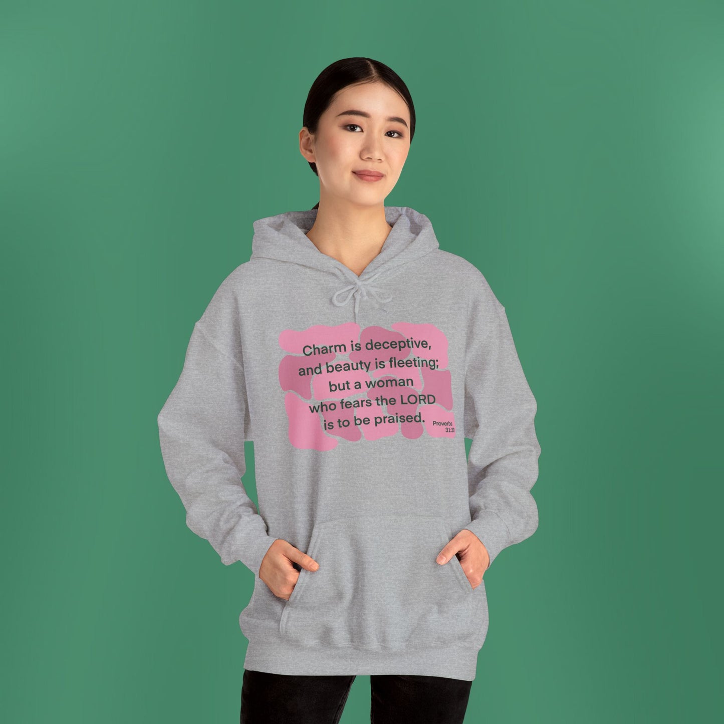 Proverbs 31:30 - Dark Pink Hooded Sweatshirt