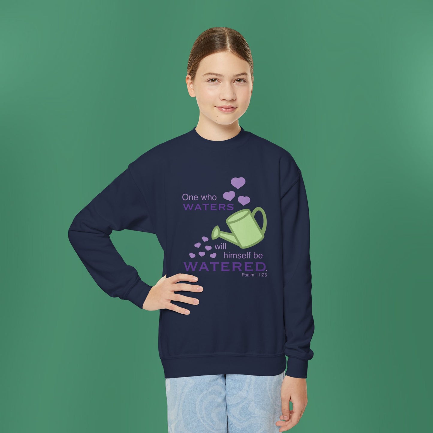 Psalm 11:25 - Purple Girl's Crewneck Sweatshirt