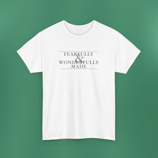 Fearfully and Wonderfully Made - Light Grayscale Cotton T-Shirt