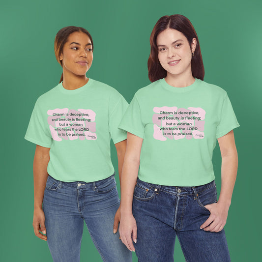 Proverbs 31:30 - Light Pink Cotton T-Shirt