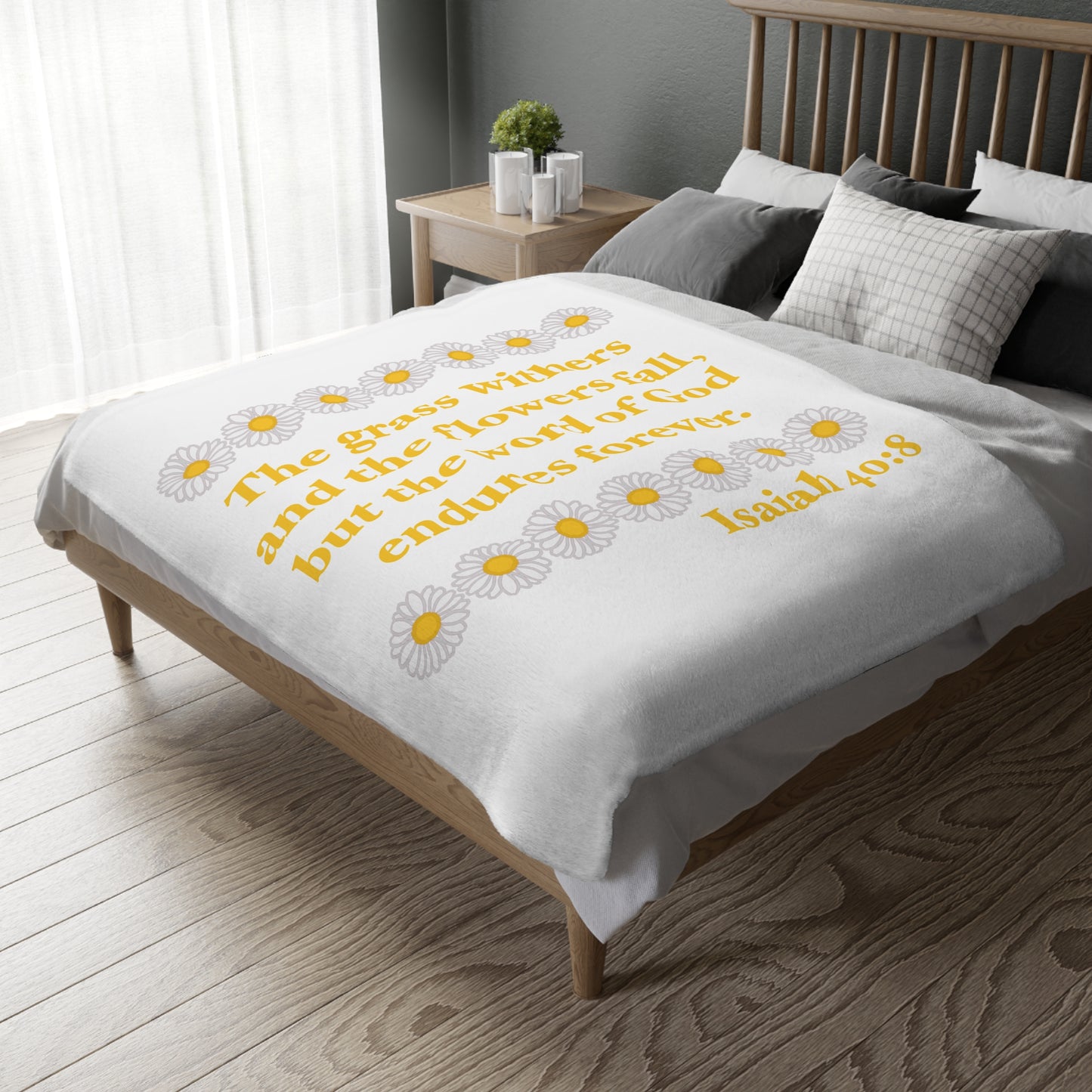 Isaiah 40:8 - Classic Daisy Velveteen Microfiber Blanket