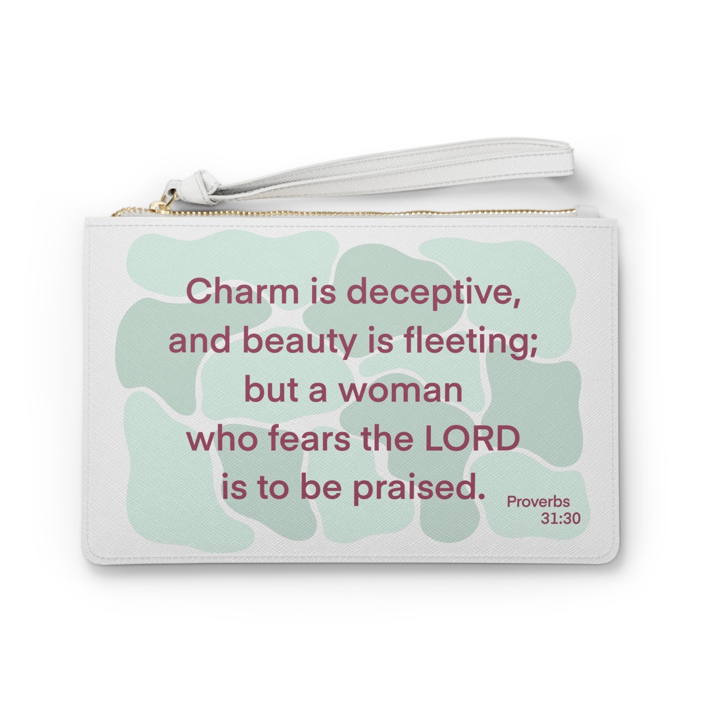 Proverbs 31:30 - Green Clutch Bag
