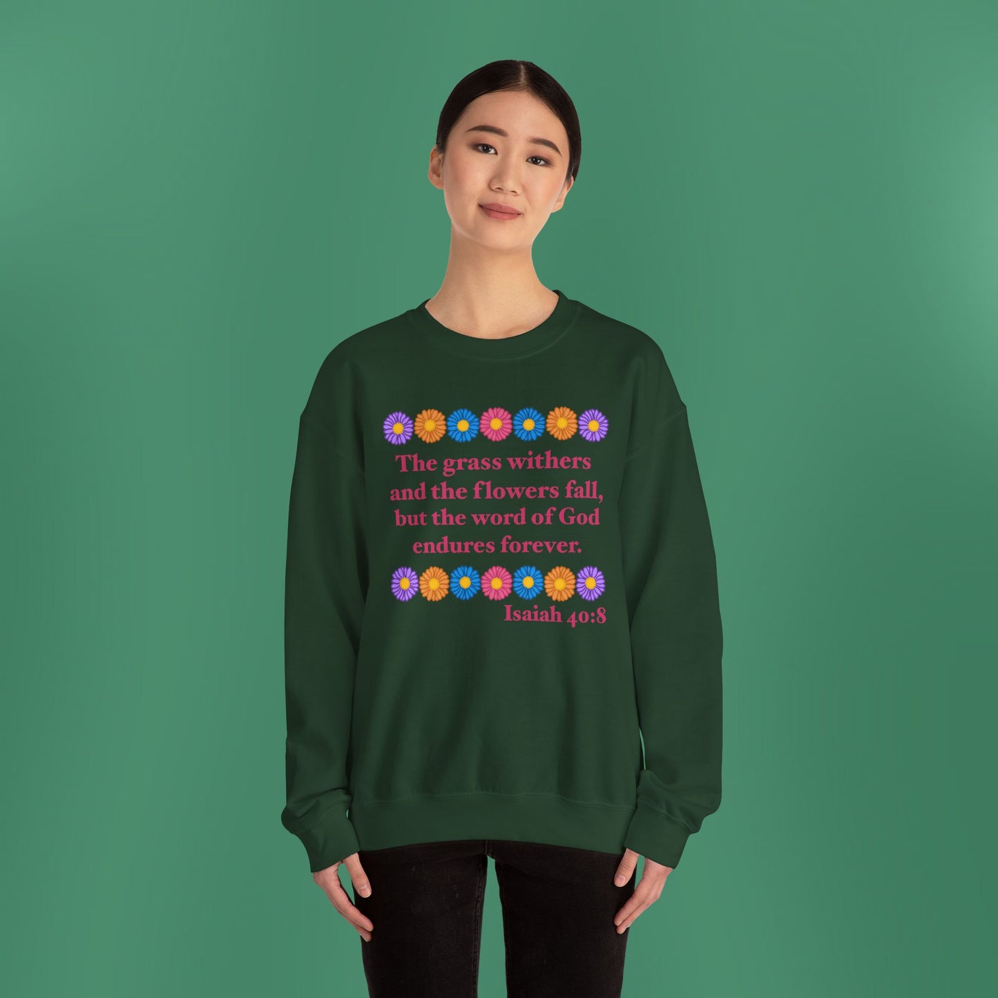 Isaiah 40:8 - Multi Daisy Women's Crewneck Sweatshirt