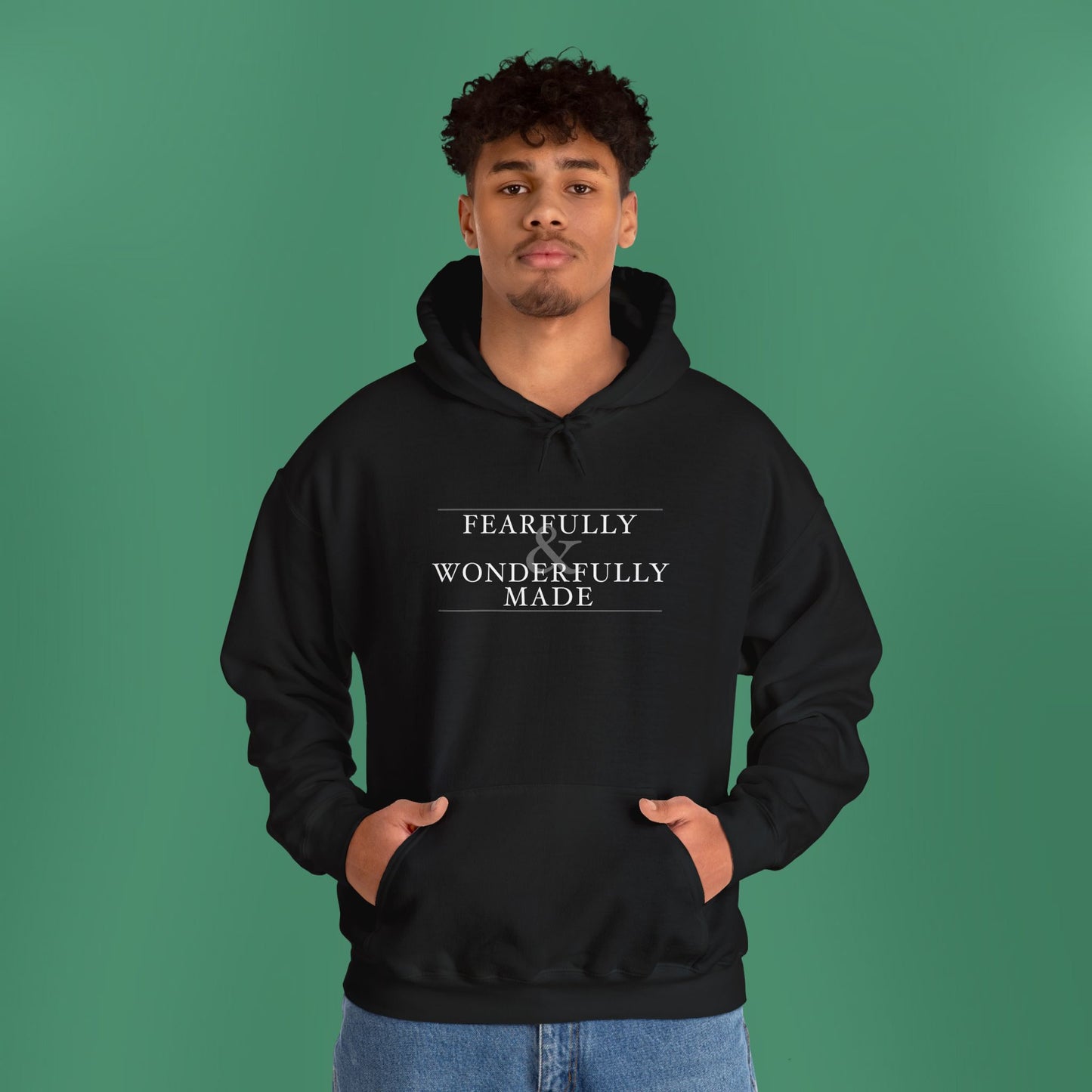 Fearfully and Wonderfully Made - Dark Grayscale Hooded Sweatshirt