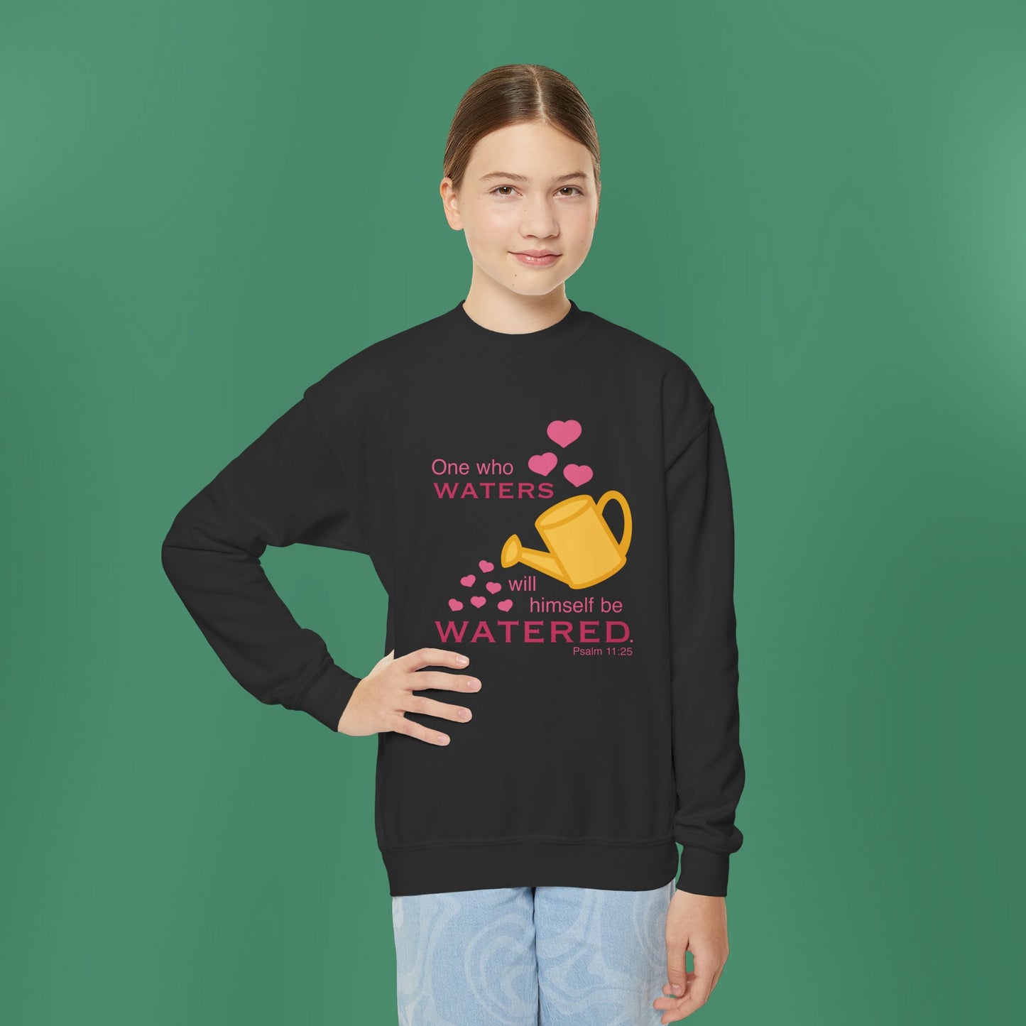 Psalm 11:25 - Pink Girl's Crewneck Sweatshirt