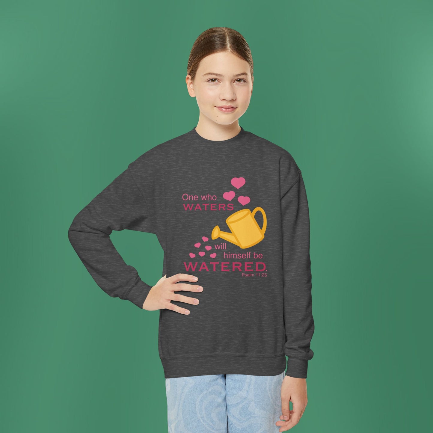 Psalm 11:25 - Pink Girl's Crewneck Sweatshirt