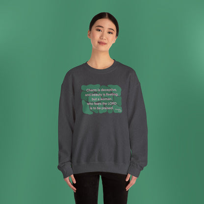 Proverbs 31:30 - Dark Green Crewneck Sweatshirt