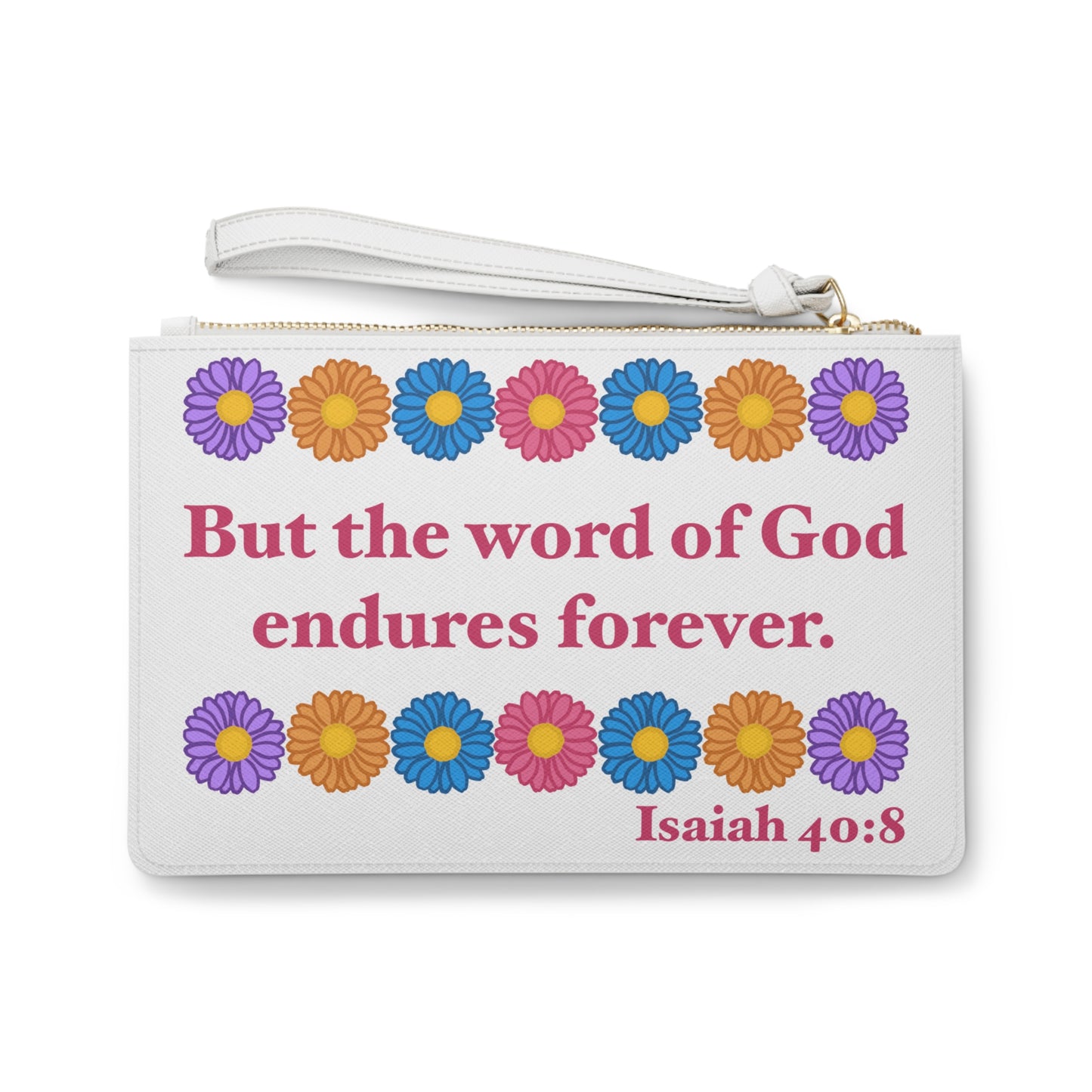 Isaiah 40:8 - Multi Daisy Clutch Bag