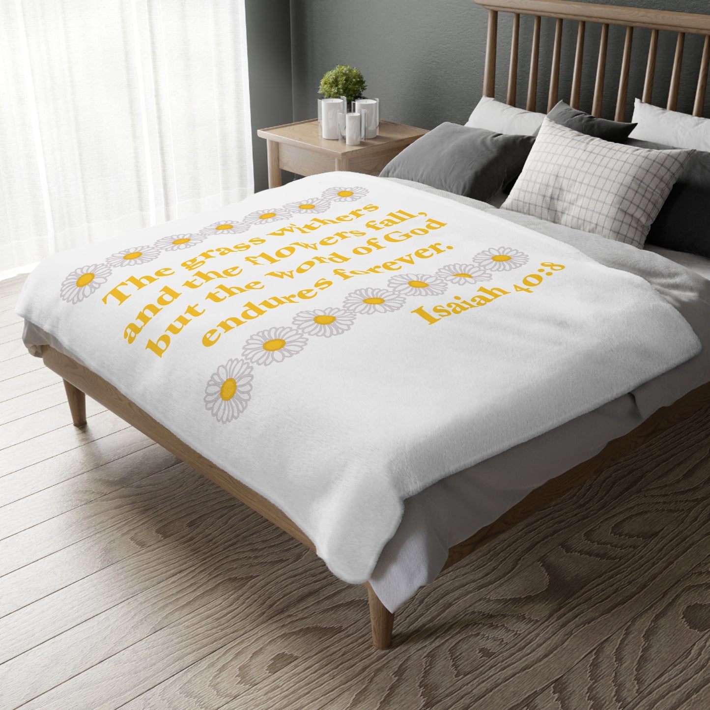Isaiah 40:8 - Classic Daisy Velveteen Microfiber Blanket