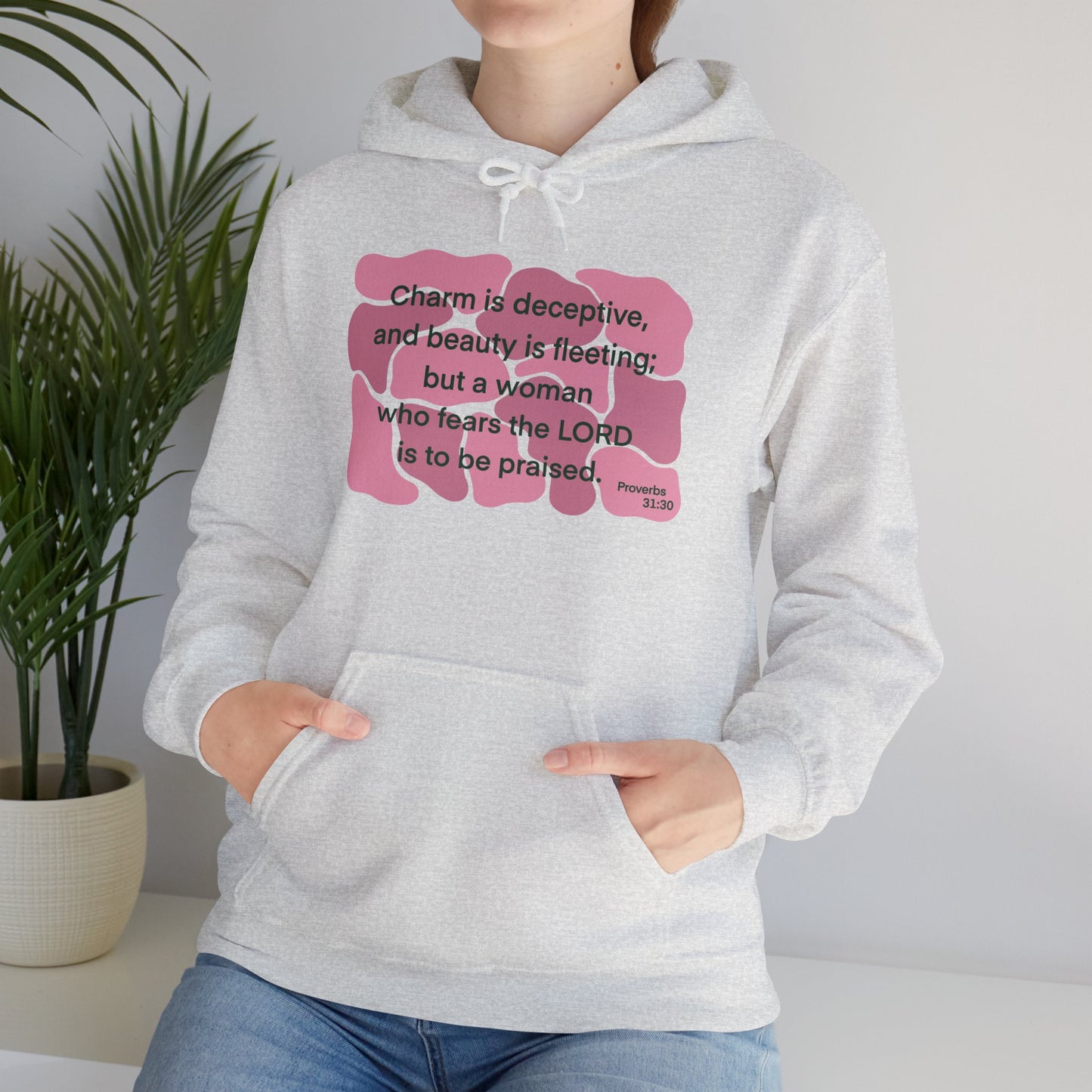 Proverbs 31:30 - Dark Pink Hooded Sweatshirt